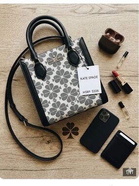 NWT Kate Spade Signature Spade Flower Mini Tote Crossbody Modern Graphic Preppy